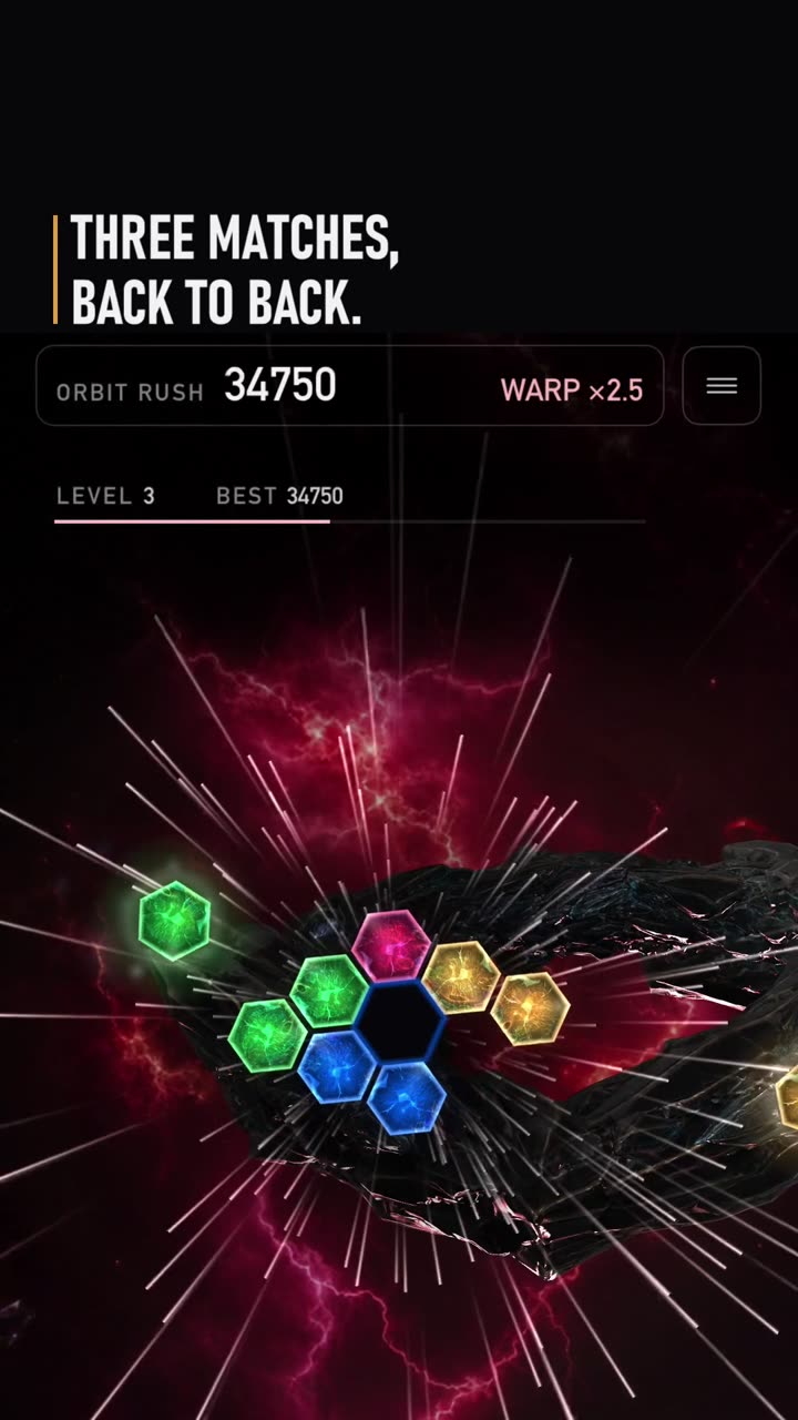 Still from the clip: Can you keep this going?
Three matches back to back, and each one scored more than the last: 750, then 1500, then 2250.