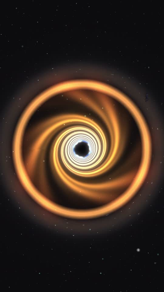 Still from the clip: The board collapses into the black hole.
